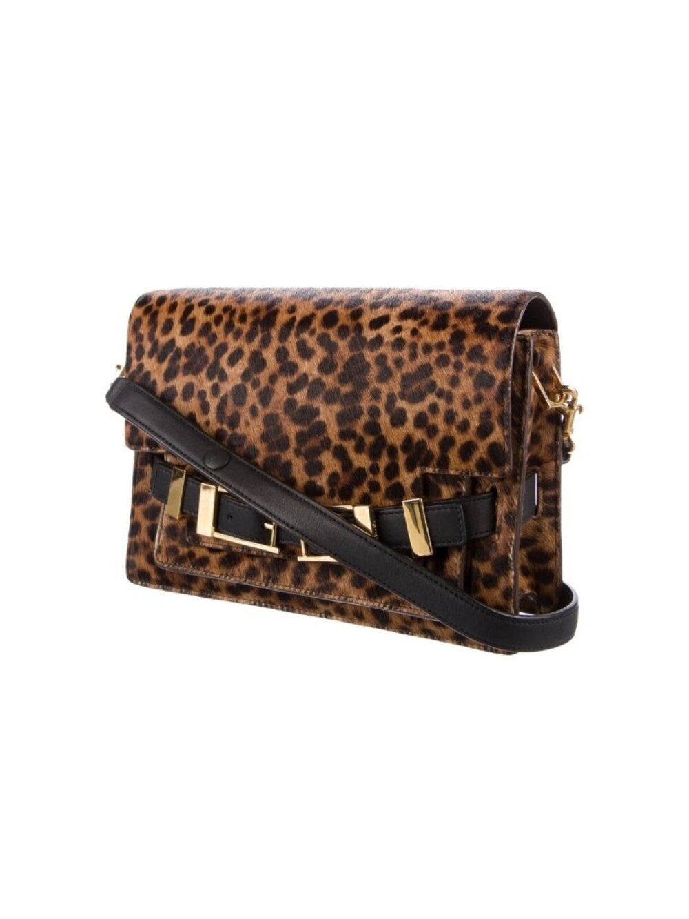 V-65.  A.L.C. Davenport Leopard Double Buckle Clutch Crossbody Bag